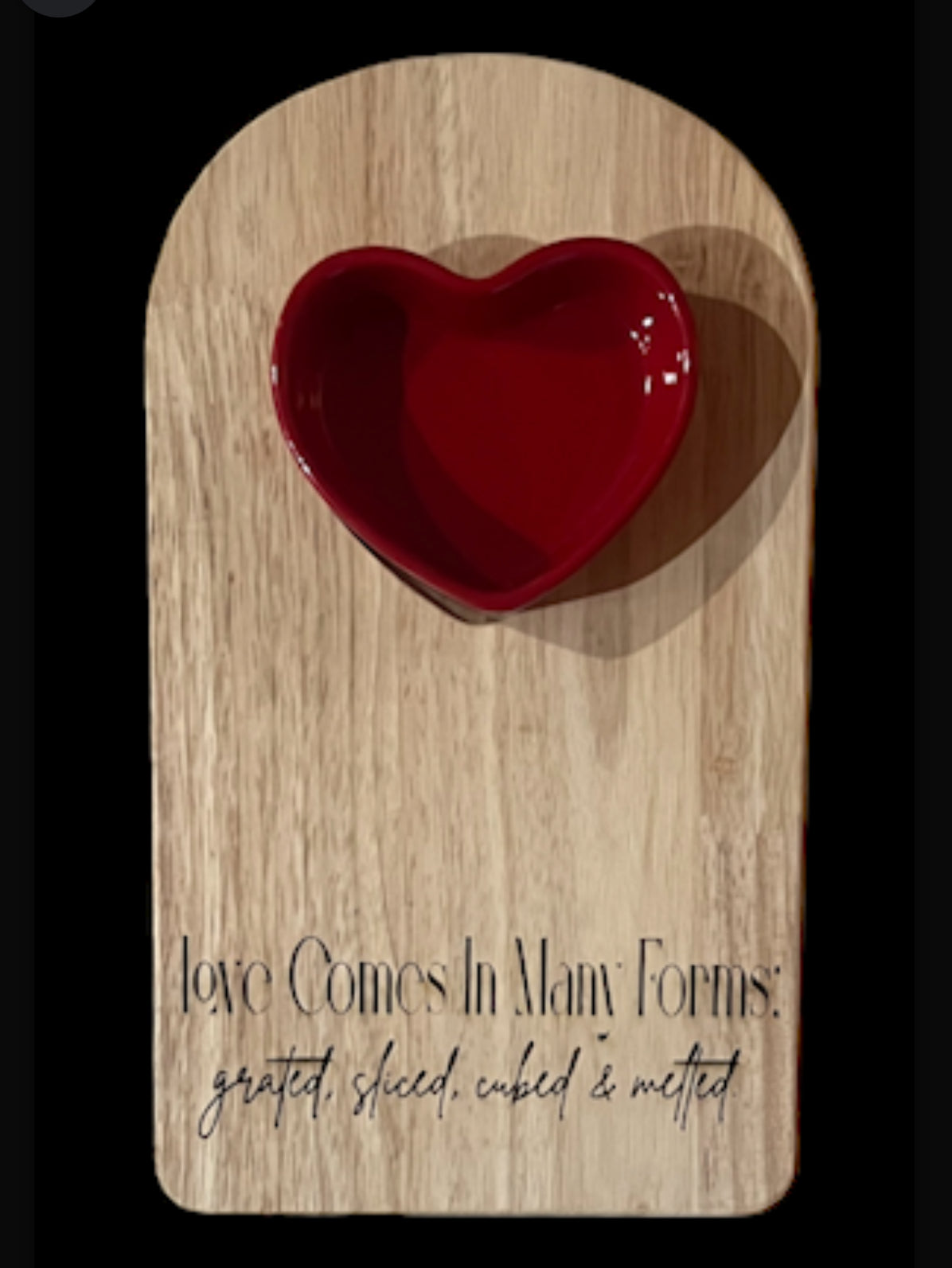 Bamboo Board w/ Red Heart Ramekin