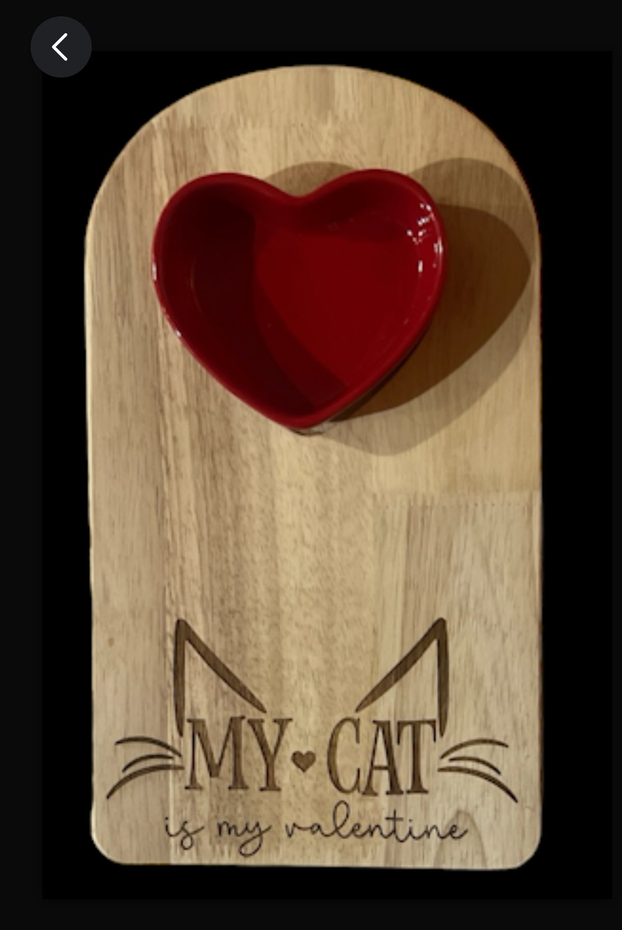 Bamboo Board w/ Red Heart Ramekin